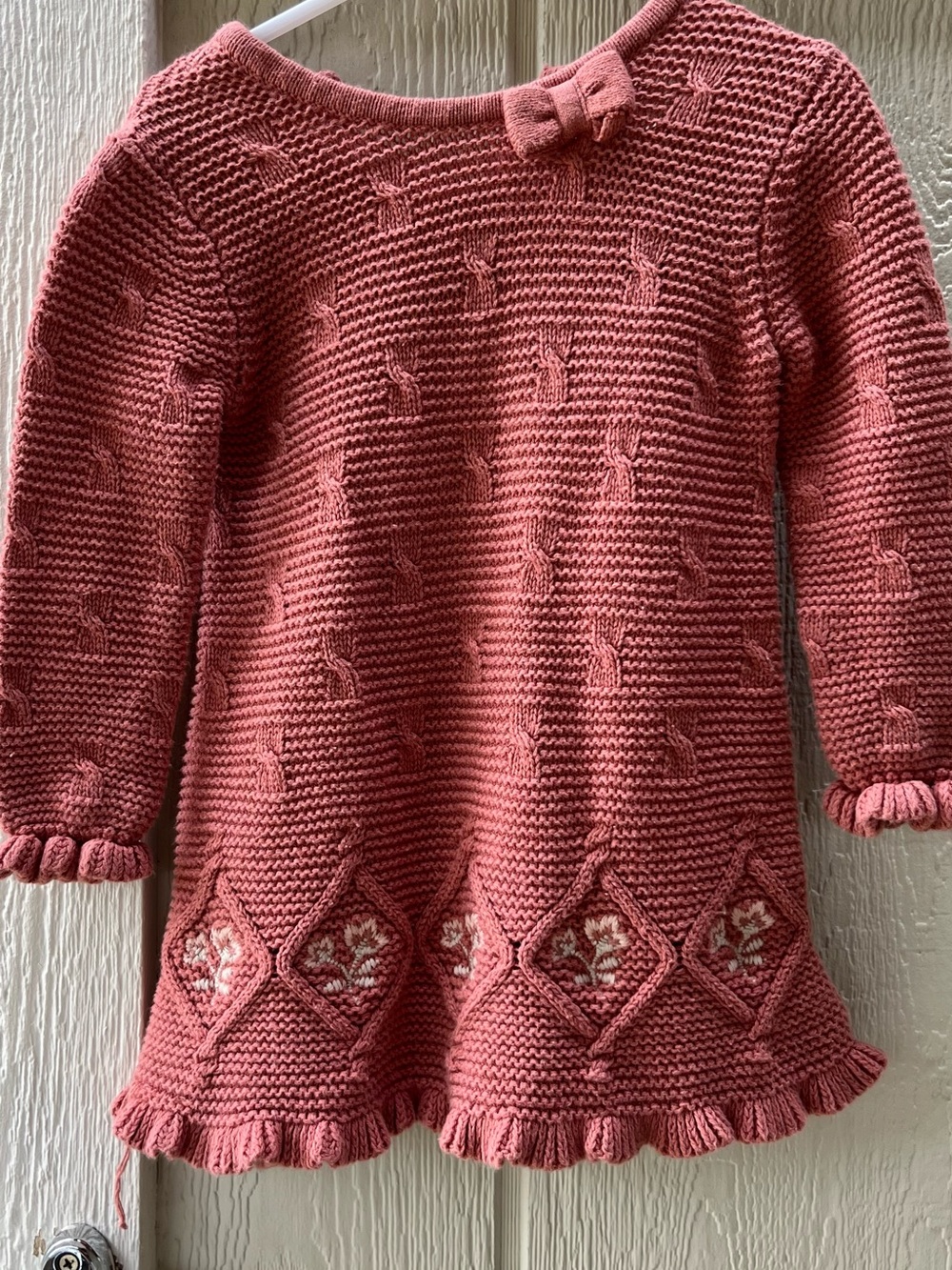 Cynthia Rowley Coral Pink Textured Knit Dress with Bow